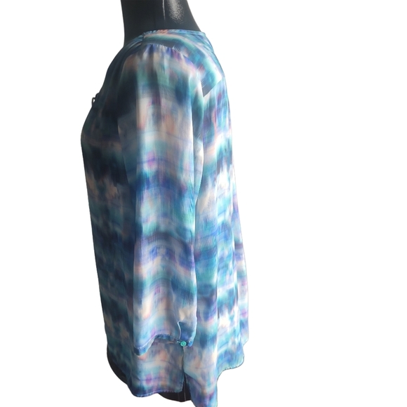 A.n.a Multi Colored Lace Up Neckline Blouse XL - Picture 5 of 7